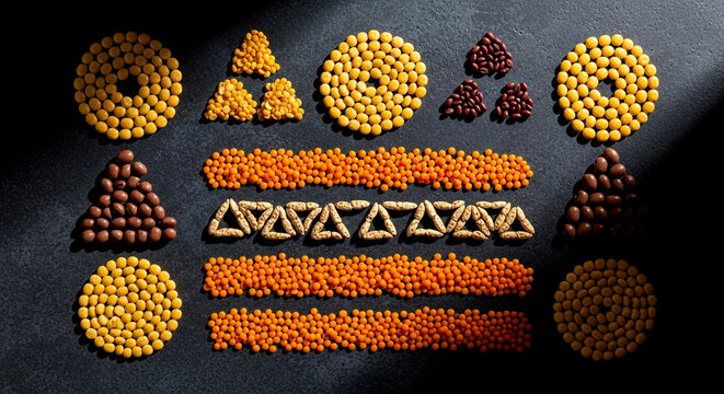 Versatile legumes arranged for culinary concepts and healthy eating promotion in dark modern food styling