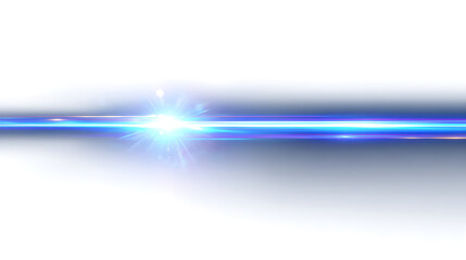 Bright blue light flare with lens effect, abstract glowing energy