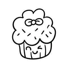 Hand drawn cupcake outline element icon