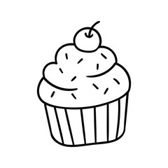 Hand drawn cupcake outline element icon