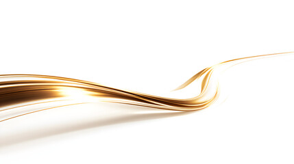 Elegant golden wave of light flowing across a clean white background, symbolizing energy and movement