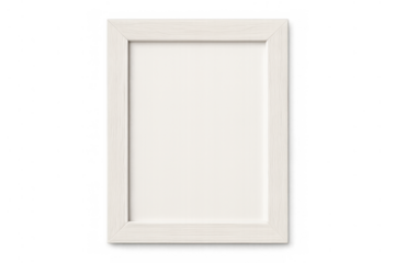 Wooden picture frame mockup with blank white space for content, isolated on a transparent background