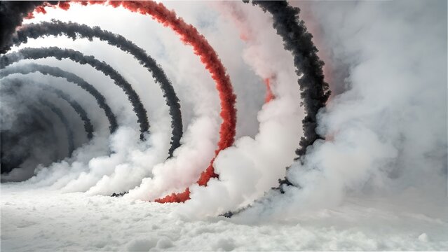 Spiral Red and Black Smoke in Frosted Tunnel | Vibrant Abstract Vapor Art