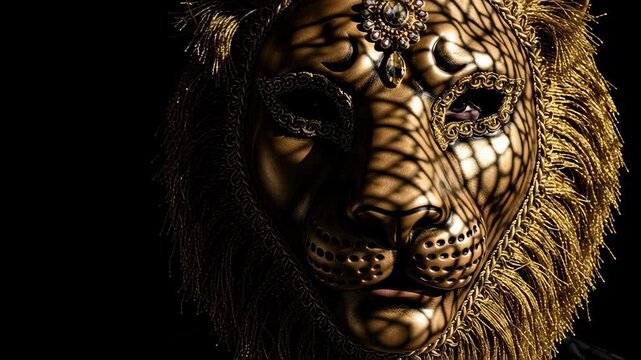 Mysterious Lion Mask - A Dramatic Portrait in Shadow and Light.
