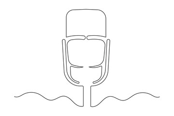 Obraz premium Continuous one line art of microphone minimalist podcast outline illustration