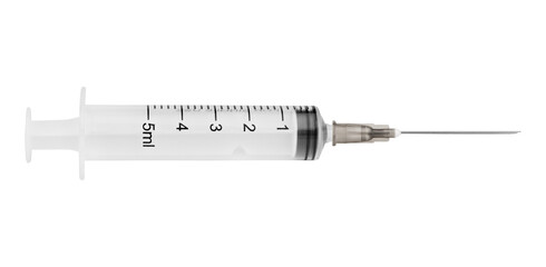 Medical syringe for injection isolated on white background