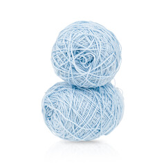 Blue yarn for knitting isolated on white background