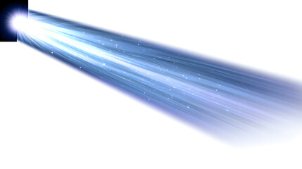 Bright blue light beam emanating from a dark source, illuminating the space with ethereal glow