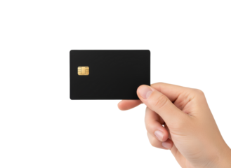 Credit Card: A hand holds a sleek, black credit card, displaying its elegant design and emphasizing ease of use.