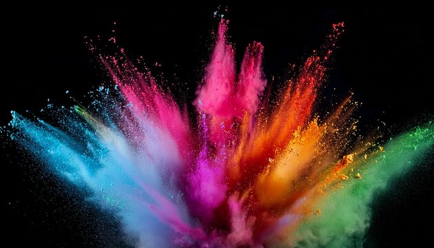 a colorful powder explosion with vibrant colors and particles - Powered by Adobe