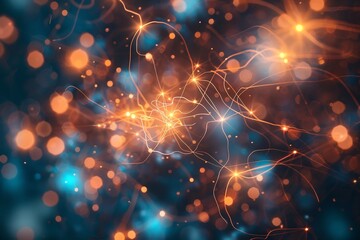 Abstract light trails background wallpaper glowing orange and blue bokeh effect for desktop and mobile use