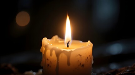 Candle Flame on Dark Background for a Mystical and Contemplative Mood