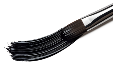 Brushstroke with Black Paint Artistic Expression and Creative Texture on White Background