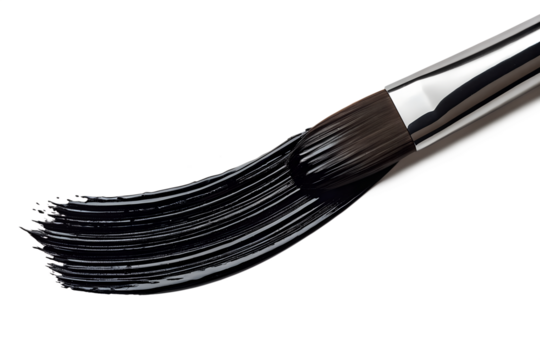Brushstroke with Black Paint Artistic Expression and Creative Texture on White Background