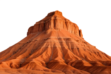 Majestic sandstone butte under a clear sky A striking natural landmark in a desert landscape