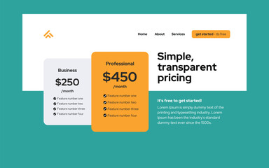  Yellow Green Modern Pricing Plan Desktop Prototype.eps