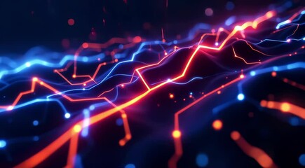 A glowing pulse of electric energy flowing through a 3D grid, each pulse synced perfectly to the rapid rhythms of an electronic 