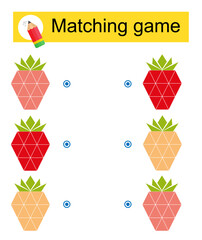 Attention task for kids. Vector illustration of cartoon strawberries.