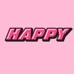 Pink and purple 3D typography illustration of a happy birthday message with hearts design on a card concept