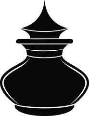 Ink pot antique silhouette vector art illustration