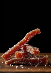 Pieces of preserved food, meticulously dried and heavily seasoned with salt, creating a rich texture. Traditional curing method ,protein ,method ,nutrition