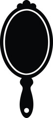 Handheld vintage mirror silhouette vector art illustration