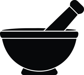 Mortar and pestle vintage silhouette vector art illustration