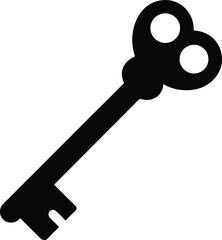 Old key silhouette vector art illustration
