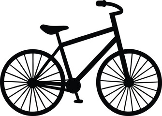 Old bicycle silhouette vector art illustration