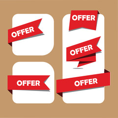 Red Offer Ribbons and Banners Collection