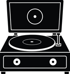 Vintage record player silhouette vector art illustration