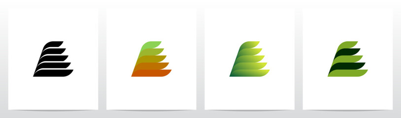 Leaf Fin Stacked Rectangle Rounded Corners Letter Initial Logo Design A