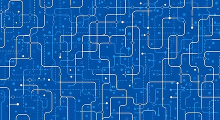 Obraz premium Complex blue lines representing data flow and technological network connections on a digital background