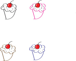 Cute cartoon ice-cream and dessert vector icons set