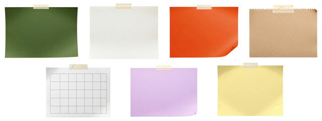 A diverse collection of colorful blank paper notes and a grid calendar page taped to a wall