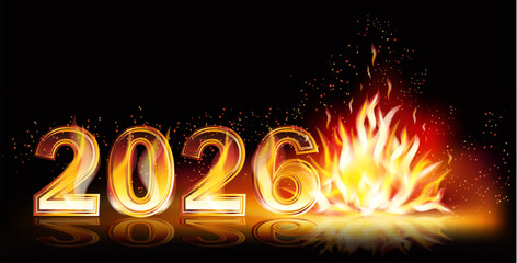 Happy 2026 new flame year vip invitation card, vector illustration