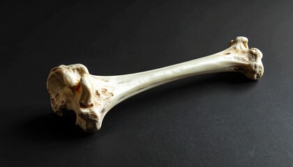 Fototapeta premium Animal Bone on Black Surface with Studio Lighting