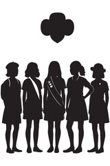Empowering young women together, a group of girl scouts standing proud, embodying unity and sisterhood, and building a brighter future for generations