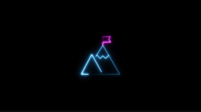 Goal achiever Success icon animation on black background. 4k video