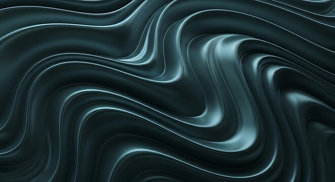 Elegant Abstract Wavy Lines Pattern in Dark Teal Green Gradient