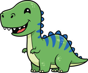 Cartoon dinosaur, green dino character, blue spikes, smiling face, kids illustration, friendly animal, children art, cute reptile, playful design, educational image
