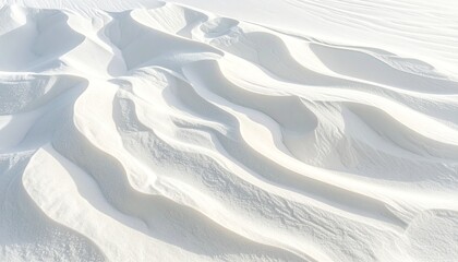 Obraz premium Serene Snowscape: A close-up shot captures the exquisite patterns and textures of pristine snow drifts, showcasing the delicate play of light and shadow