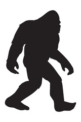 Legendary Bigfoot silhouette, a mysterious cryptid walking into the unknown, perfect for folklore, adventure, or mythical creature themes.