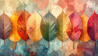 Autumn Leaves Kaleidoscope: A stunning display of colorful autumn leaves, showcasing a kaleidoscope of vibrant hues and textures, perfect for seasonal designs.