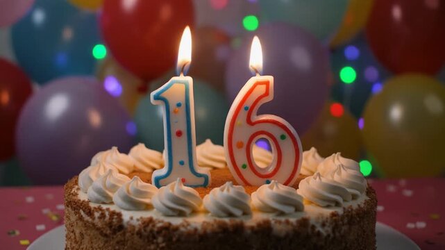 Celebrate a sixteenth 16th birthday with a colorful cake and joyful moments captured in this fun party