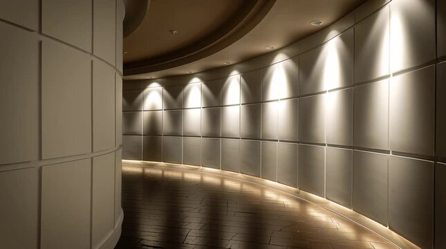 Elegant curved architectural wall with diffuse white lighting and faint soft shadows, creating a clean, minimalist, and refined background ideal for modern interiors, branding, and design concepts.
