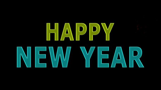 Happy New Year Celebration with Fireworks with black background.