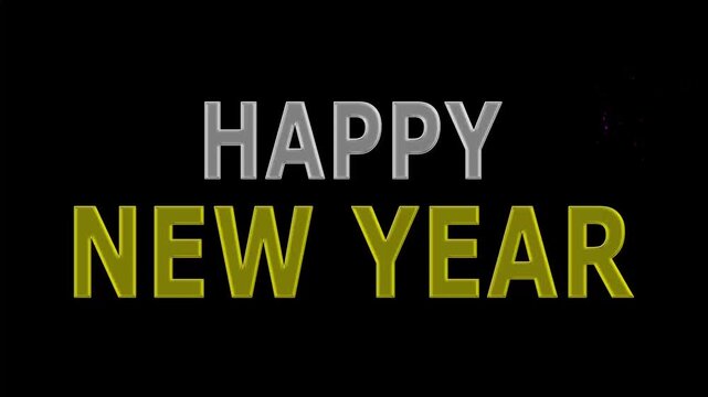 Happy New Year Celebration with Fireworks with black background.