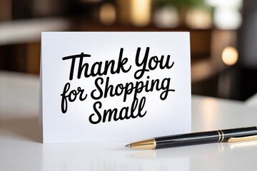 Thank You for Shopping Small note card featuring elegant script typography, symbolizing customer appreciation and local business support during the holidays.