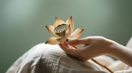 Hand Holding a Lotus Pod for Meditation and Spiritual Connection